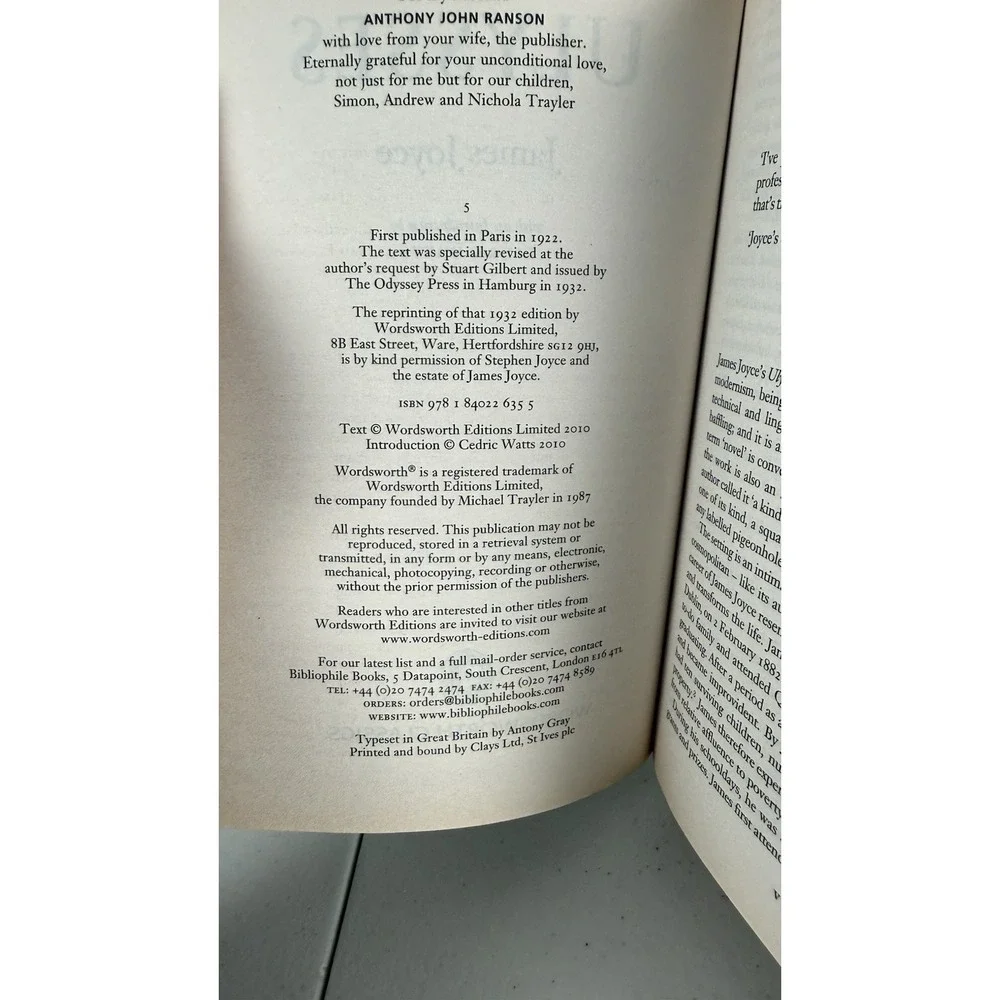 Ulysses by James Joyce (Wordsworth Classics) 2010 Trade Paperback Unabridged